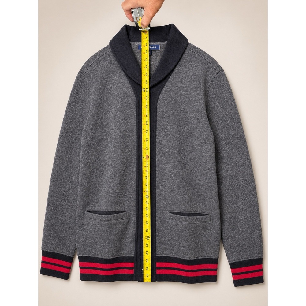 Cremieux Gray Shawl Collar Button-Front Knit Cardigan Sweater L w/ Pockets - Picture 6 of 13